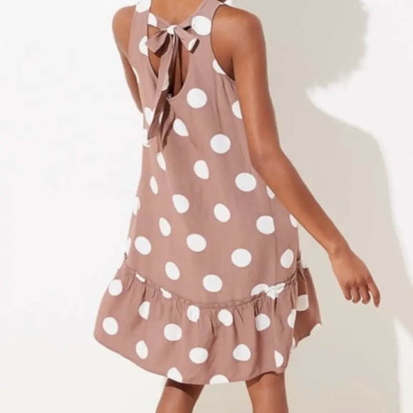Loft polka dot swing dress in desert taupe. Worn 2x - Picture 3 of 7